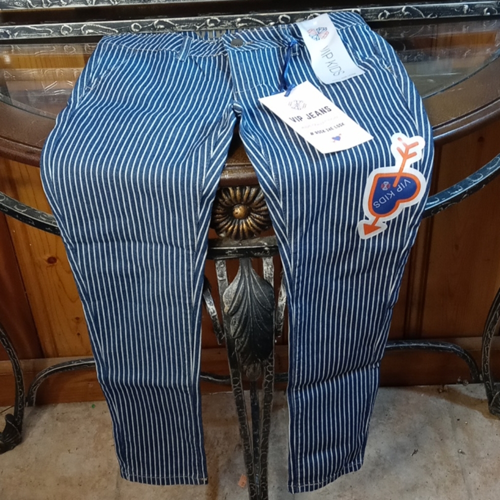 VIP Kids Navy Blue & White Striped Jeans